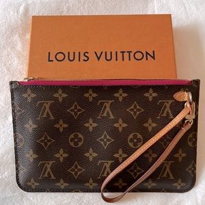 Louis Vuitton Neverfull Pochette/Wristlet Monogram Canvas Large